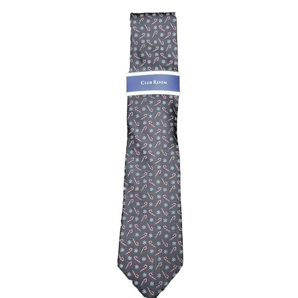 CLUB Room Holidays Tie (Snow Candy Cane) Men's.  New With Tags  $55. - Picture 1 of 5